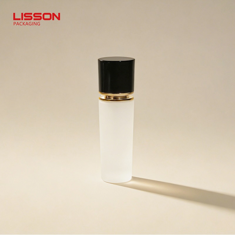 Frosted Glass Serum Bottle with Black Cap Frosted Glass Serum Bottle with Black Cap